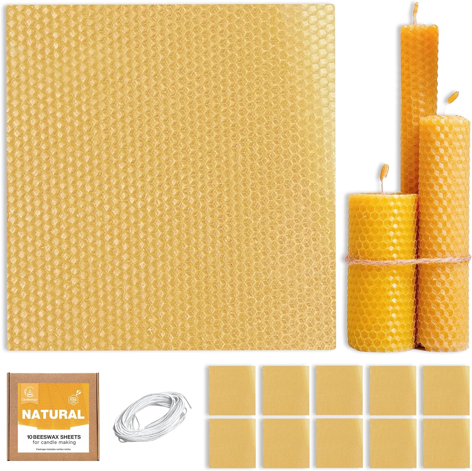 Natural Beeswax Sheets for Candle Making - Candle Rolling Kit ...